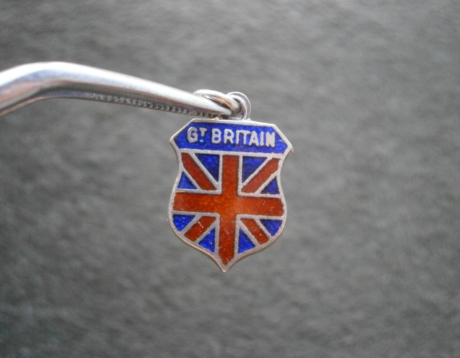 Great Britain Flag Vtg AS Sterling Silver Enamel Travel Bracelet Charm Pendant