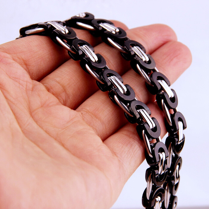 6/8/11mm Fashion Stainless Steel Womens Men Chain Flat Byzantine Necklace 7″-40″