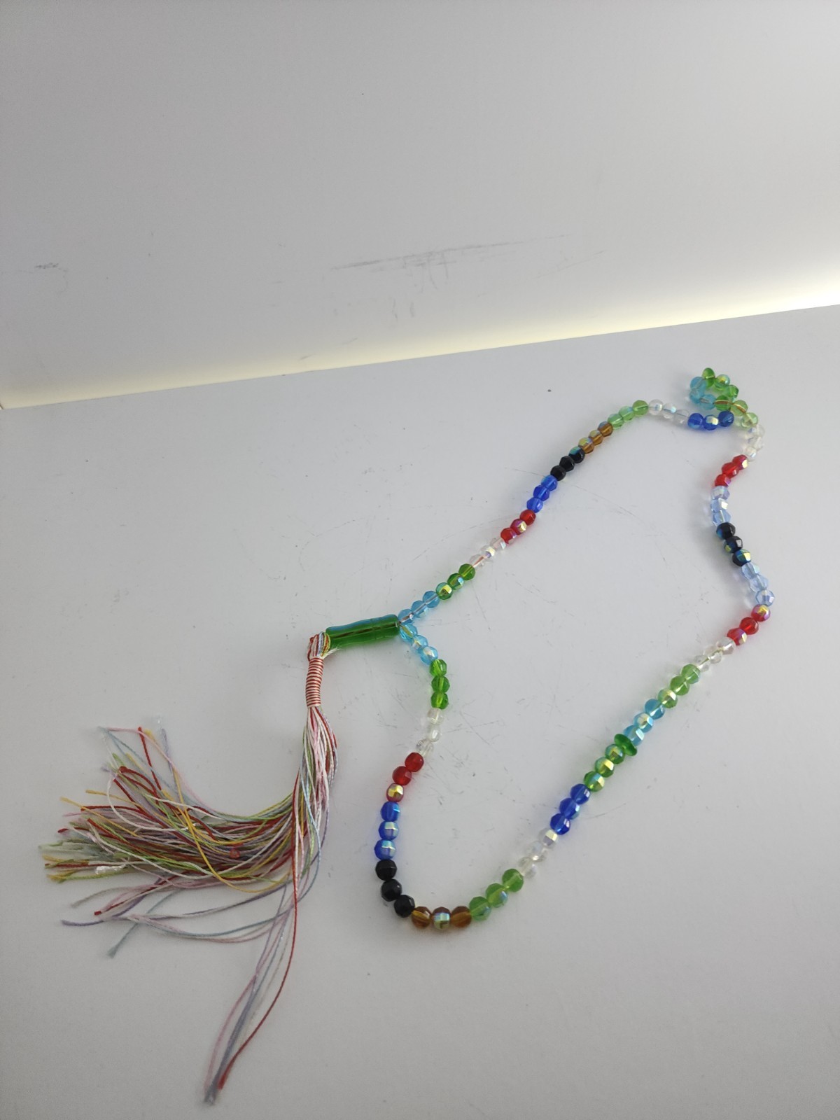 Multicolor Faceted Glass Meditation Beads Souvenir Strand with Tassel