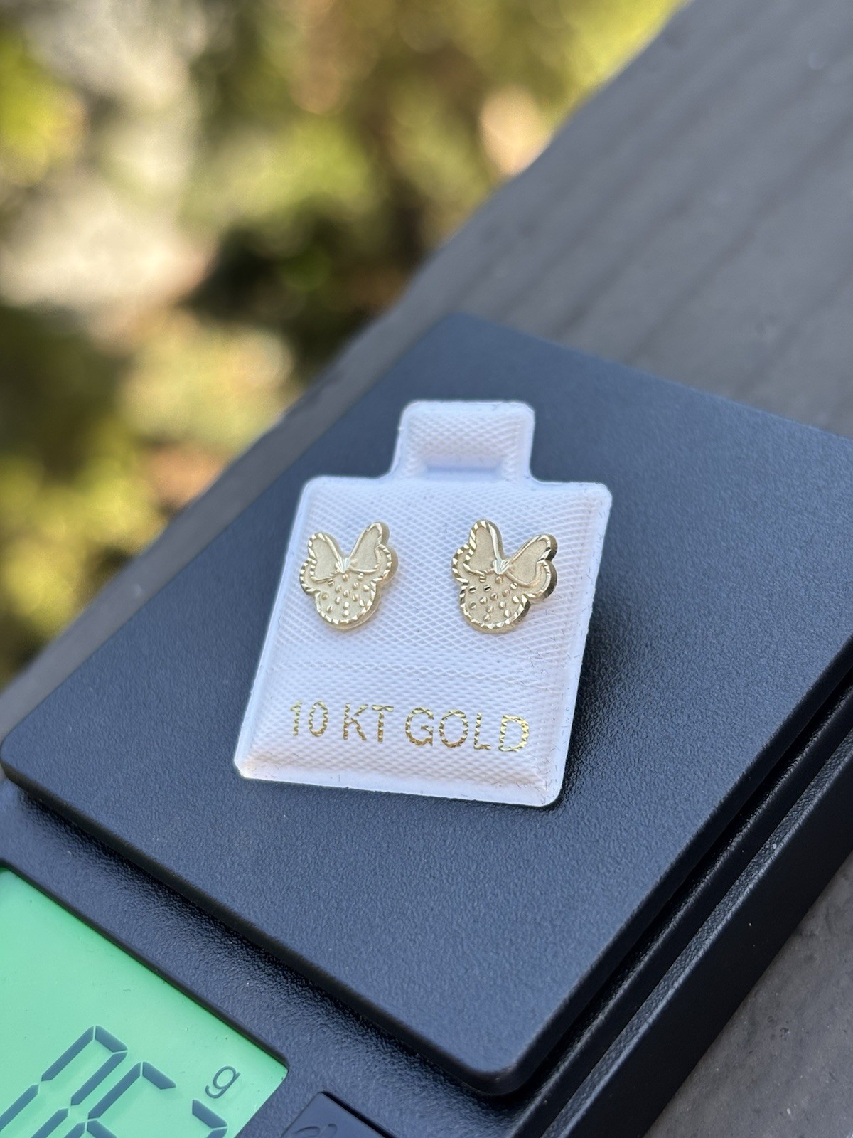 10K Yellow Gold Bow Stud Earrings No Stone Lobe Minnie mouse