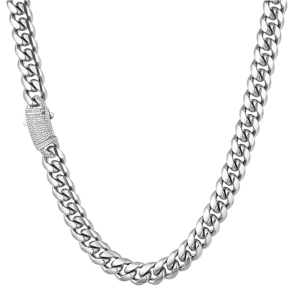 Men’s 8/10/12/14mm 316L Stainless Steel Miami Cuban Link Chain Necklace 16″-40″