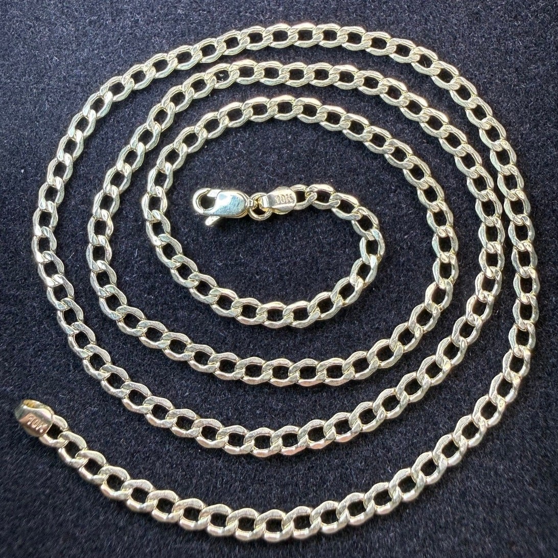 Solid 10k Yellow Italian Gold Cuban Link Chain Necklace 16″ Long 2.7mm Wide