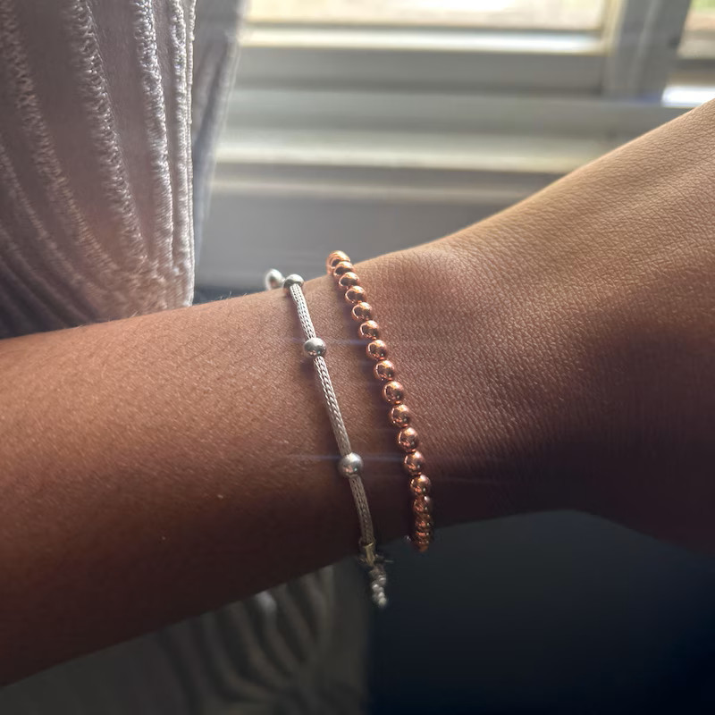 Pure Copper 6mm Bead Stretch Bracelet Energy Healing Grounding Stone Jewelry