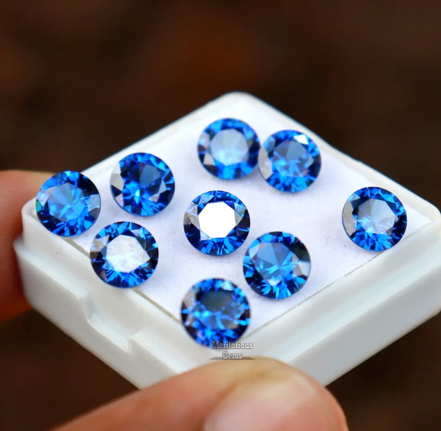 10 Pcs Certified Ceylon Natural Blue Sapphire Round Shape 6mm Loose Gemstone AKO