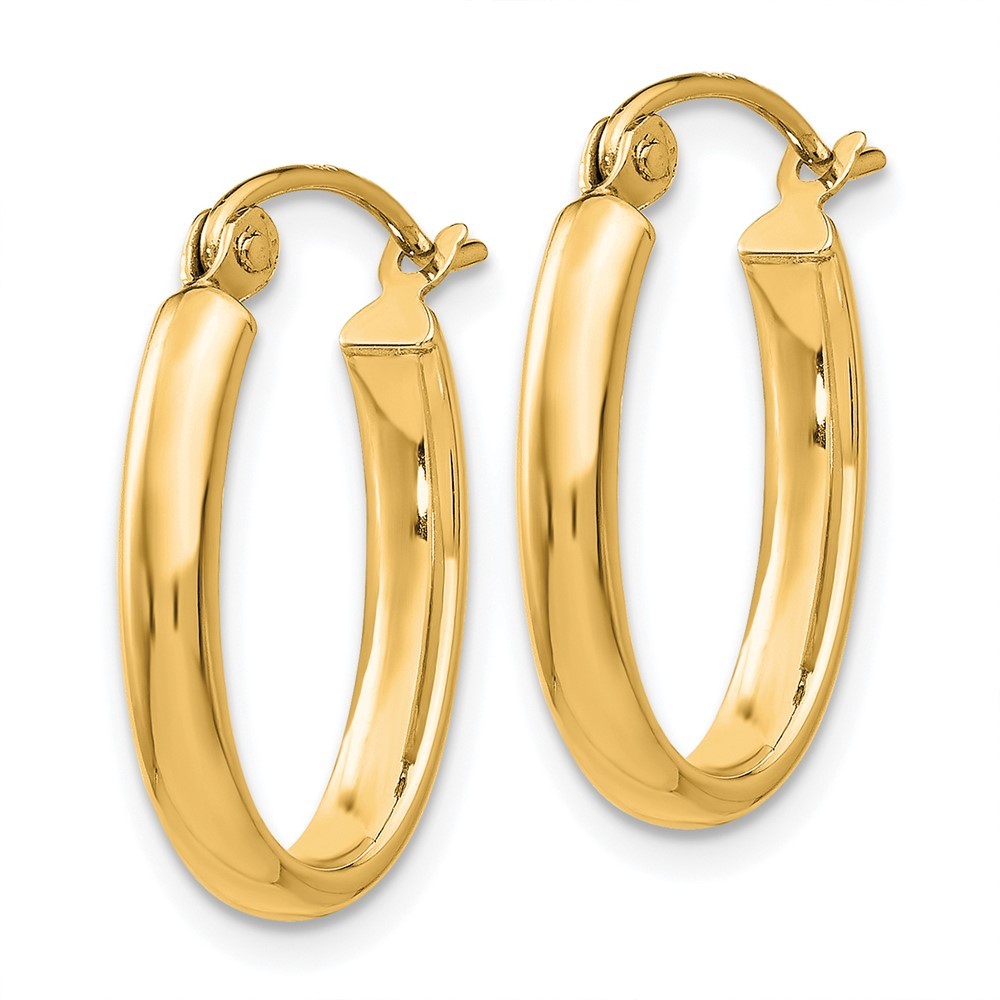 14k Yellow Gold 2.75mm Oval Tube Hoop Earrings 0.98g L-18.25mm, W-13mm for Mom