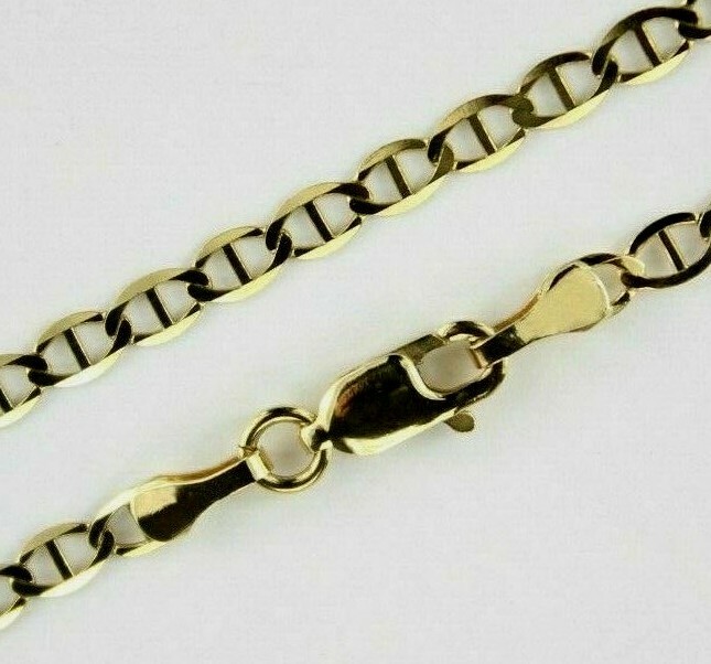 10K Solid Yellow Gold Anchor Link Chain Necklace 3mm Men Women 16″~30″
