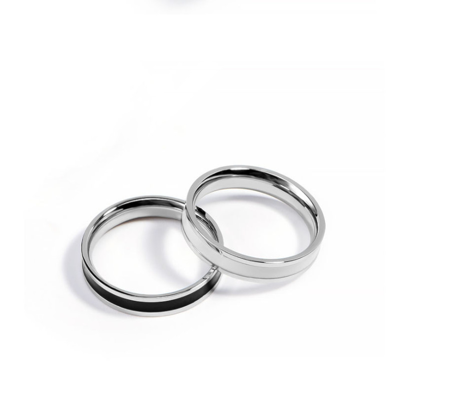 4mm Silver Rose Gold Plated Stainless Steel Enamel Stackable Ring Wedding Band