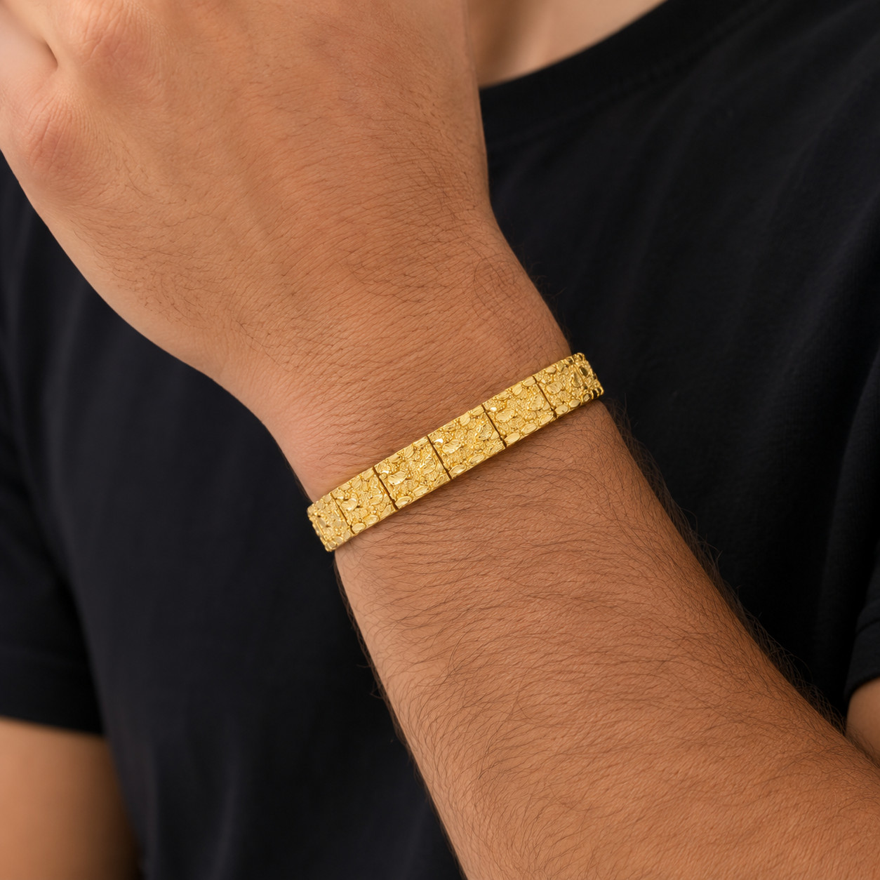 Italian 1/200 14k Yellow Gold Oro Nugget Bracelet Pulsera 8mm Men and Women in