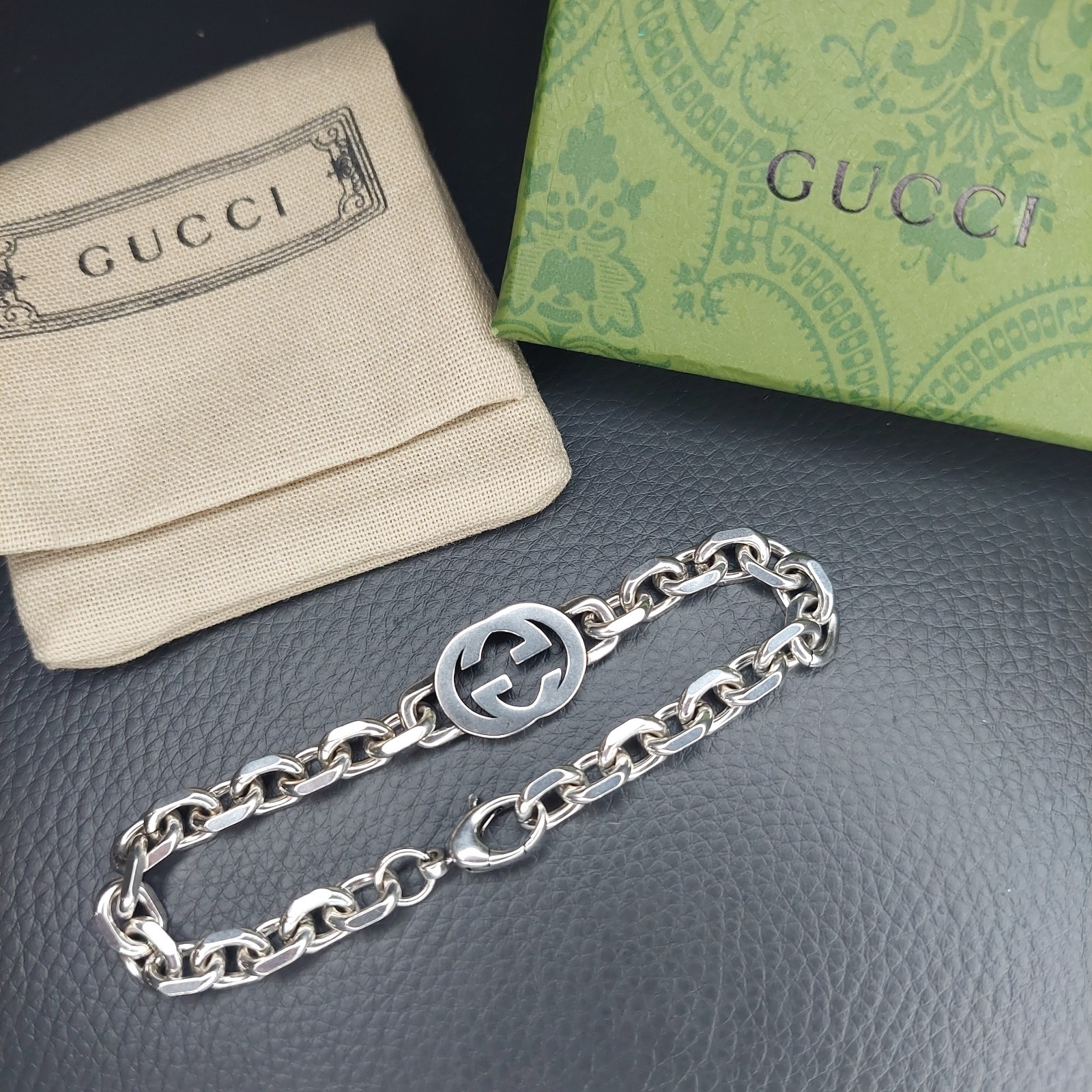 Gucci 925 Silver GG Chain 20 Bracelet 7.5″