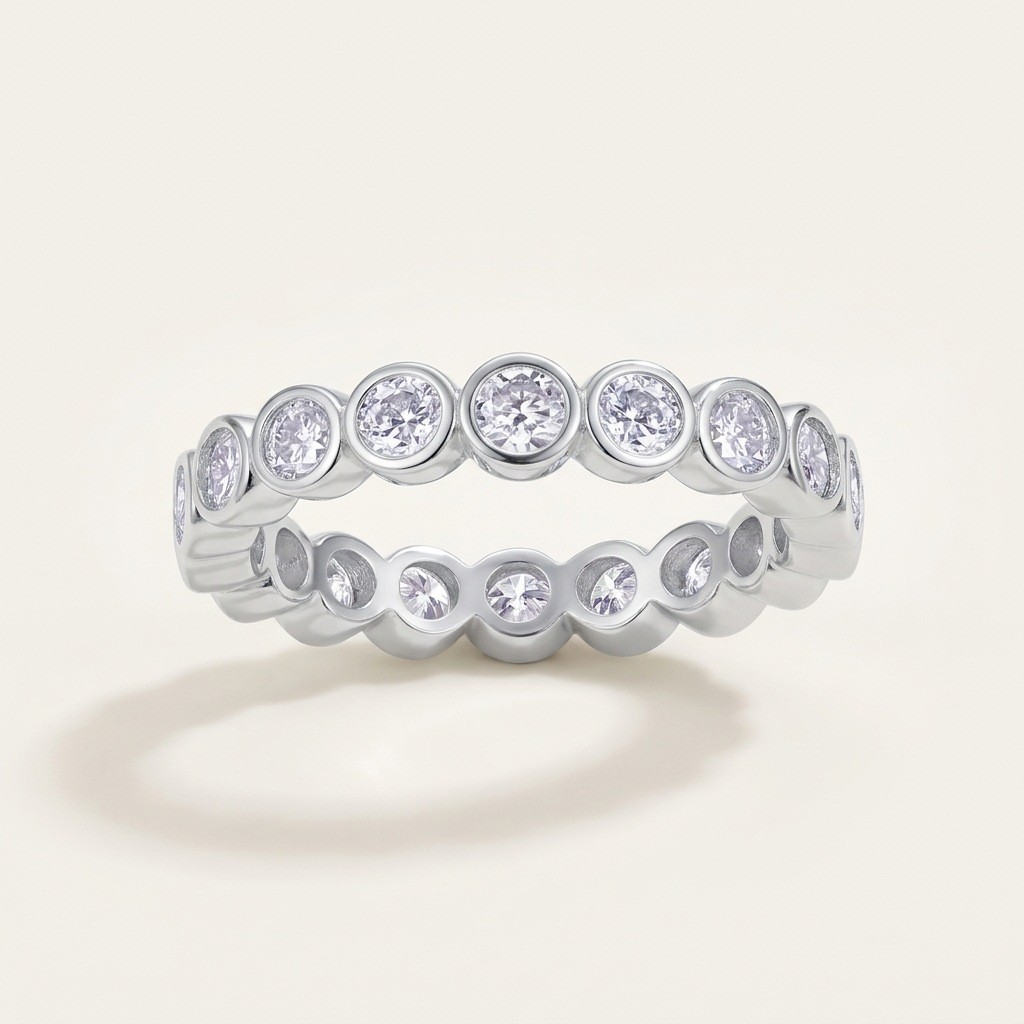 3mm 0.1ct D Color VVS Moissanite Eternity Band Ring 925 Sterling Silver Jewelry