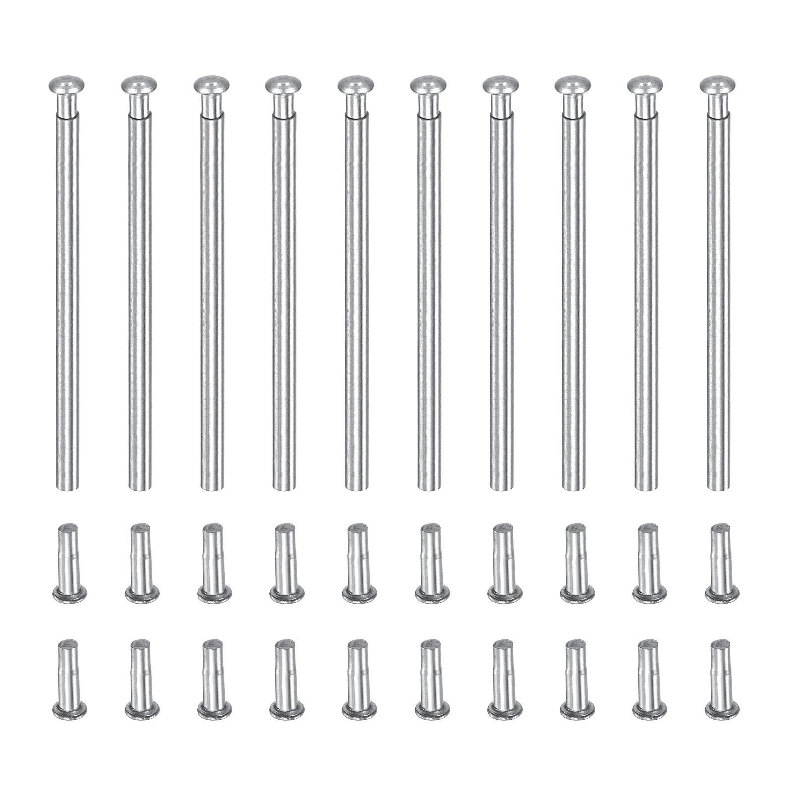 25×1.2mm Tube Friction Pins Watch Strap Pressure Bars Pin with Rivet Ends 10Pack