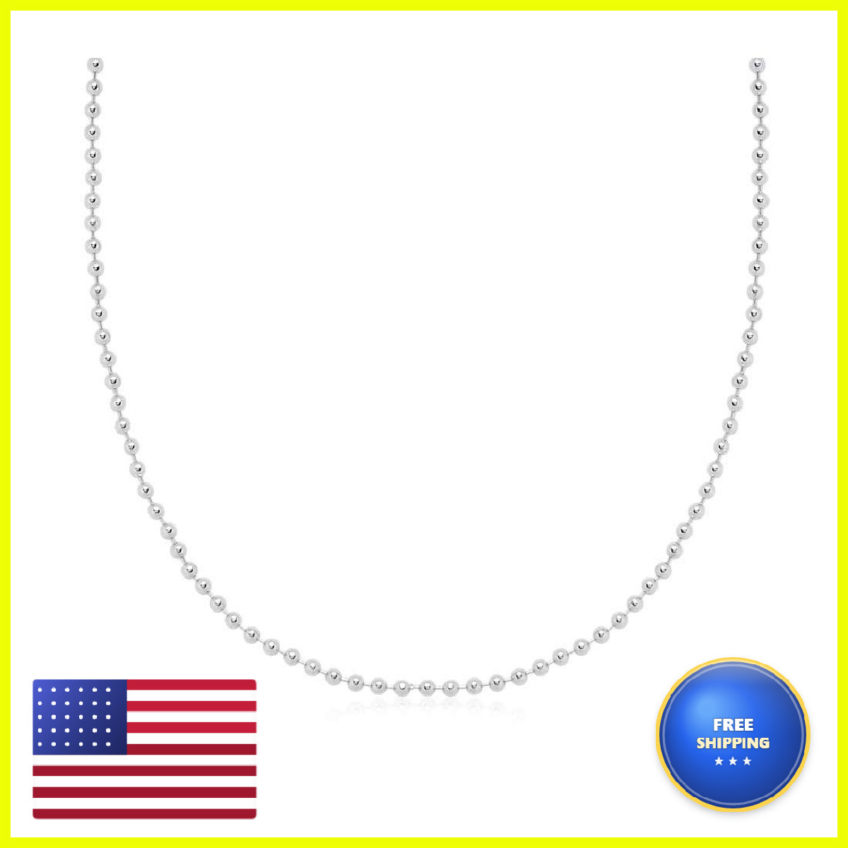 Verona Jewelers 925 Sterling Silver Italian 1.5Mm 2Mm Silver Bead Ball Chain