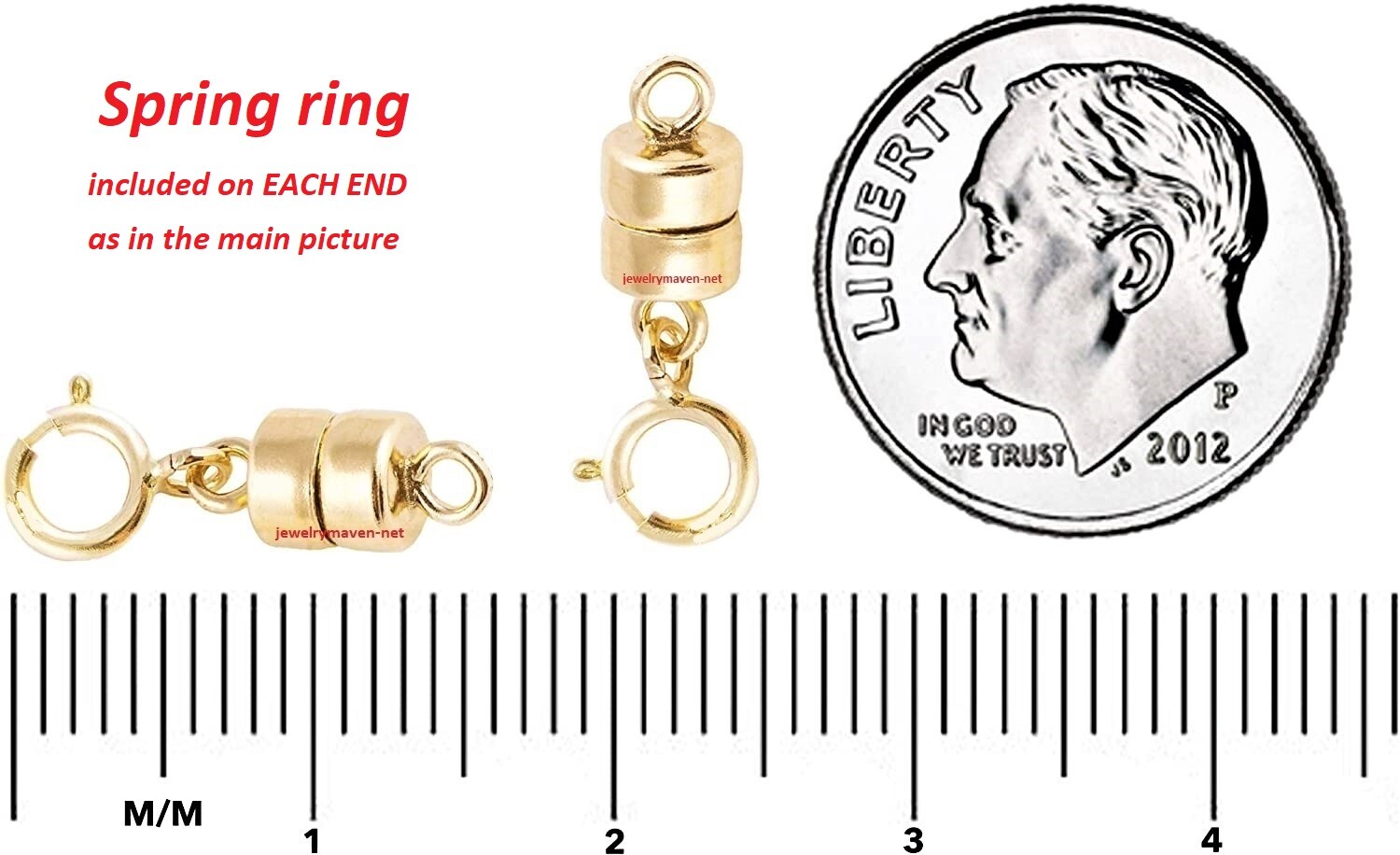 4.5mm Yellow 14k Gold FILLED MAGNETIC CLASP extender double 5mm spring rings USA