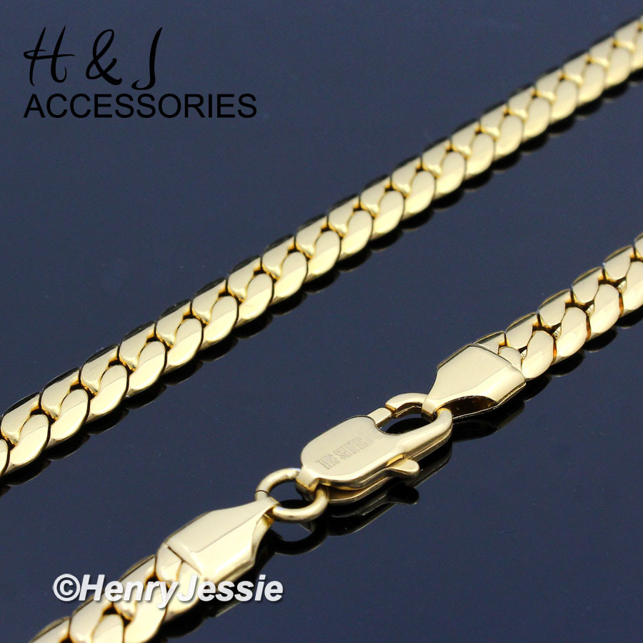 24″MEN Stainless Steel 4mm Gold Plated Miami Cuban Curb Link Chain Necklace