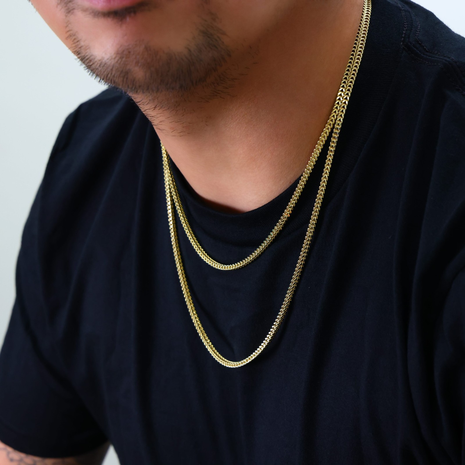 14K Yellow Gold Mens 3mm Franco Square Box Foxtail Wheat Necklace Chain 24″