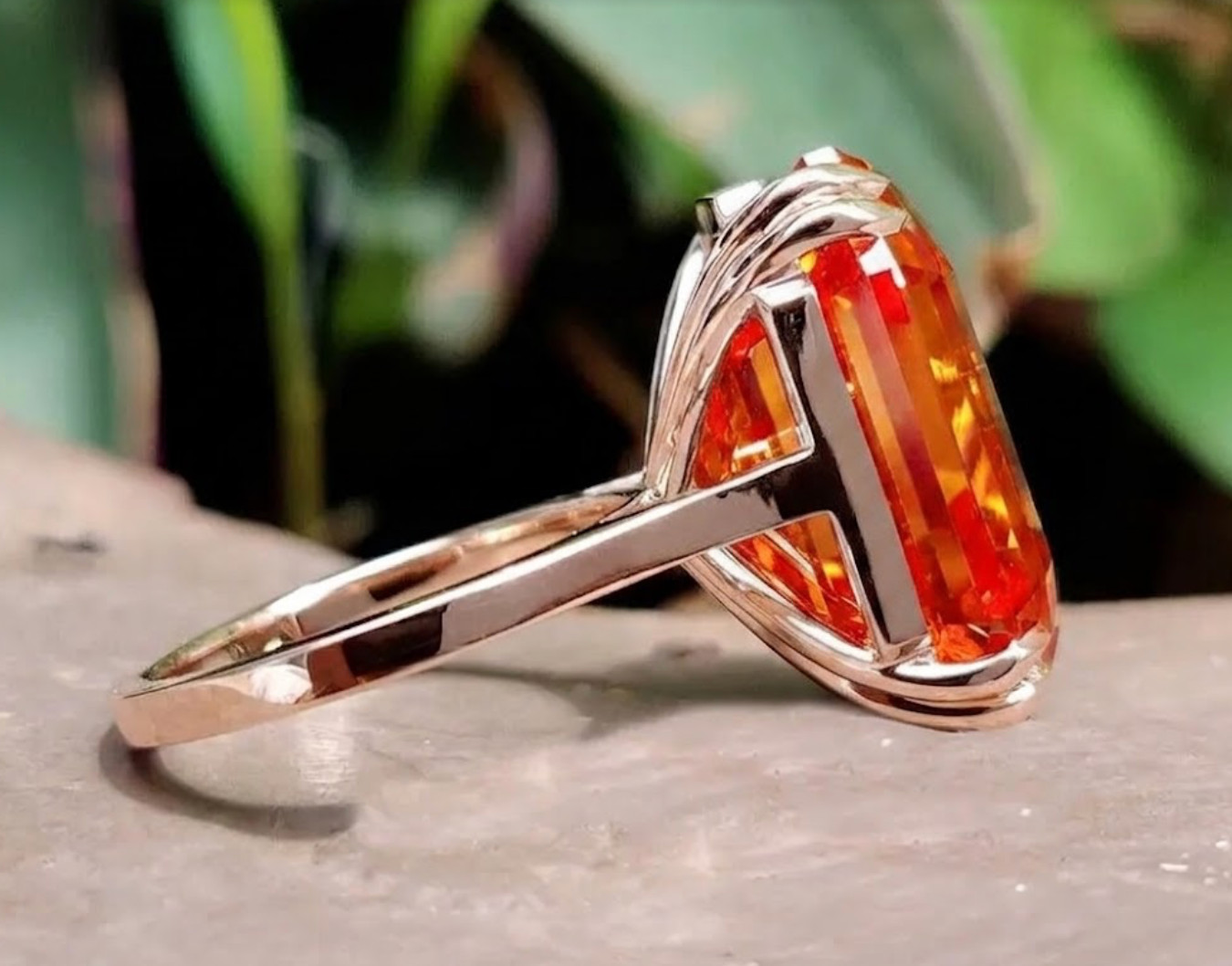 925 Silver, Flame Orange Diamond Solitaire Ring, Rare 20 Ct Certified Treated