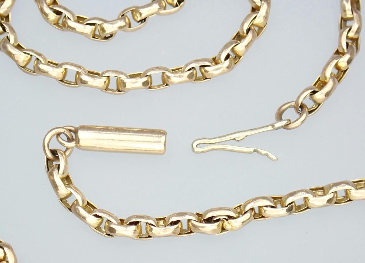 Lovely Antique Victorian 21” Solid 9K Rose Gold 2.5mm Belcher Chain Necklace