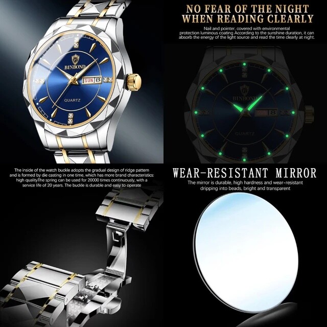 Waterproof Men Watch Stainless Steel Quartz Luminous Classic Business Wristwatch