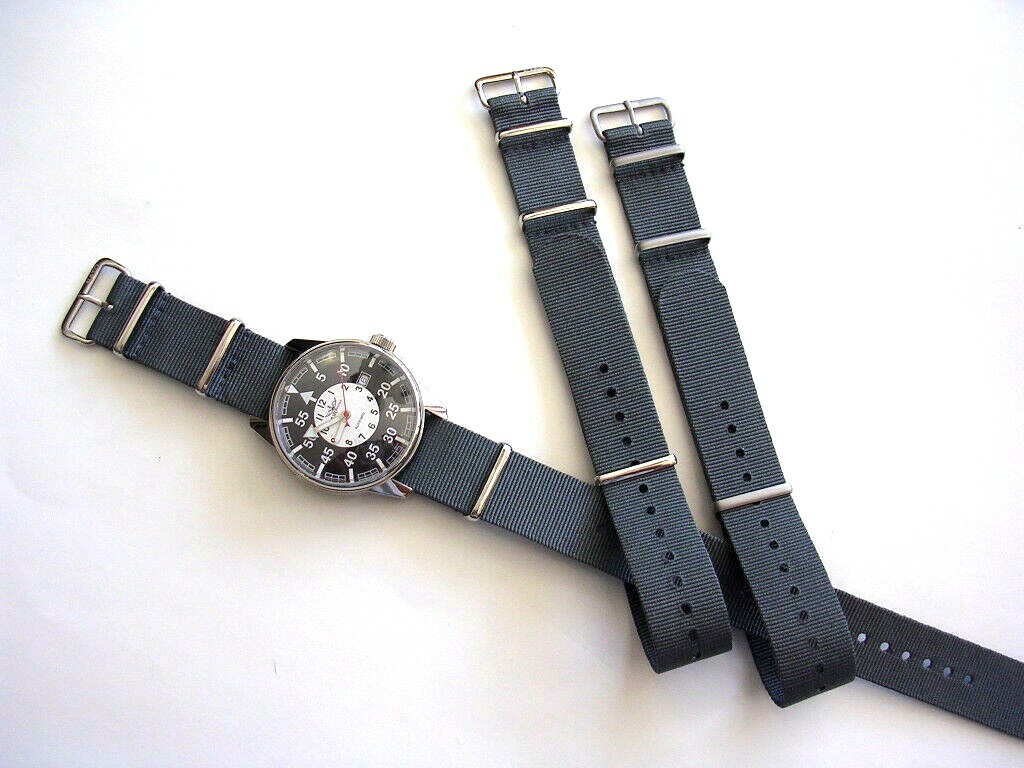 20mm Dark Grey SS NATO G10 Premium nylon watchband strap 2pak RAF Bond IW SUISSE