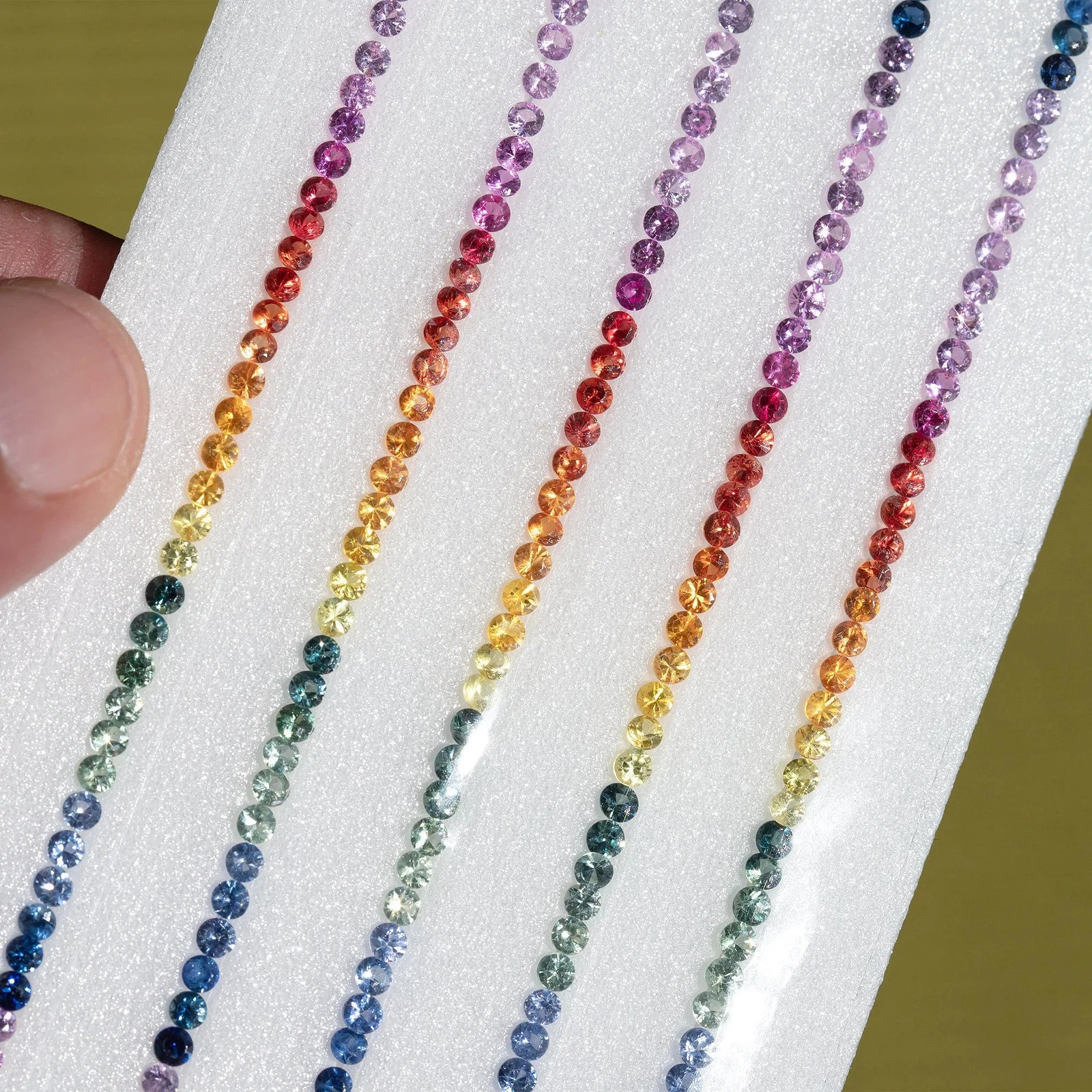 Rainbow Sapphire Color Gradation 2mm Round Set for Bracelet Amazing Design 1 pcs