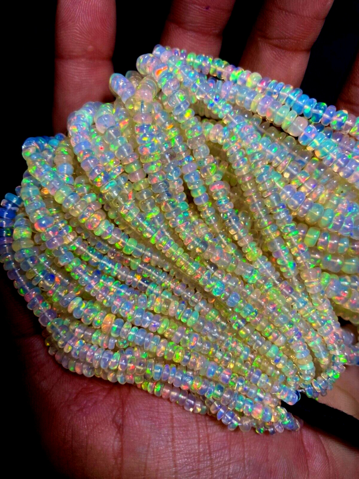 Natural Multi Fire Ethiopian Opal Gemstone Brads Strand 40 CM/ 16 Inch