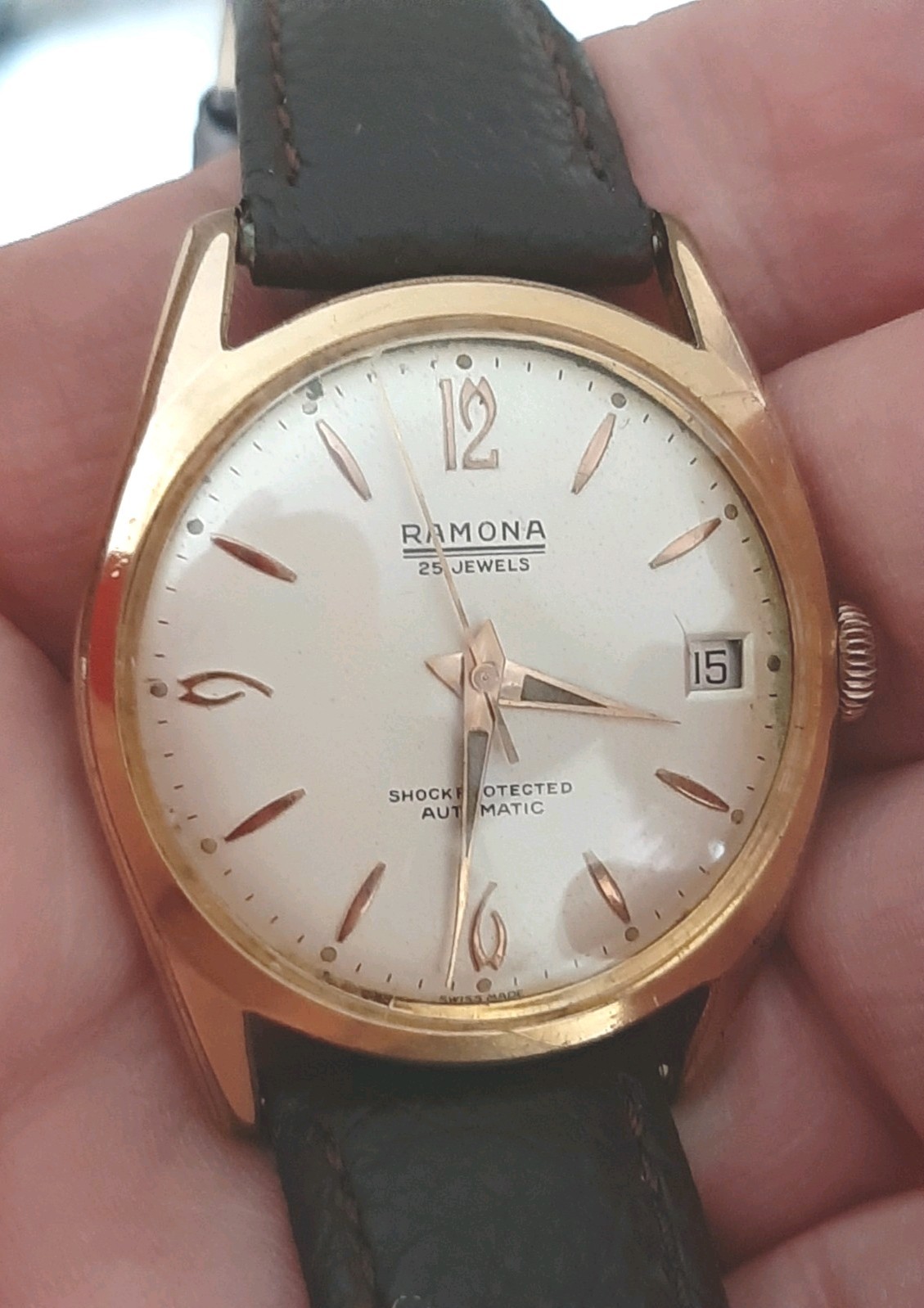 Vintage Swiss Made Ramona 25J Automatic Gents Watch -Running Well/VGC For Age