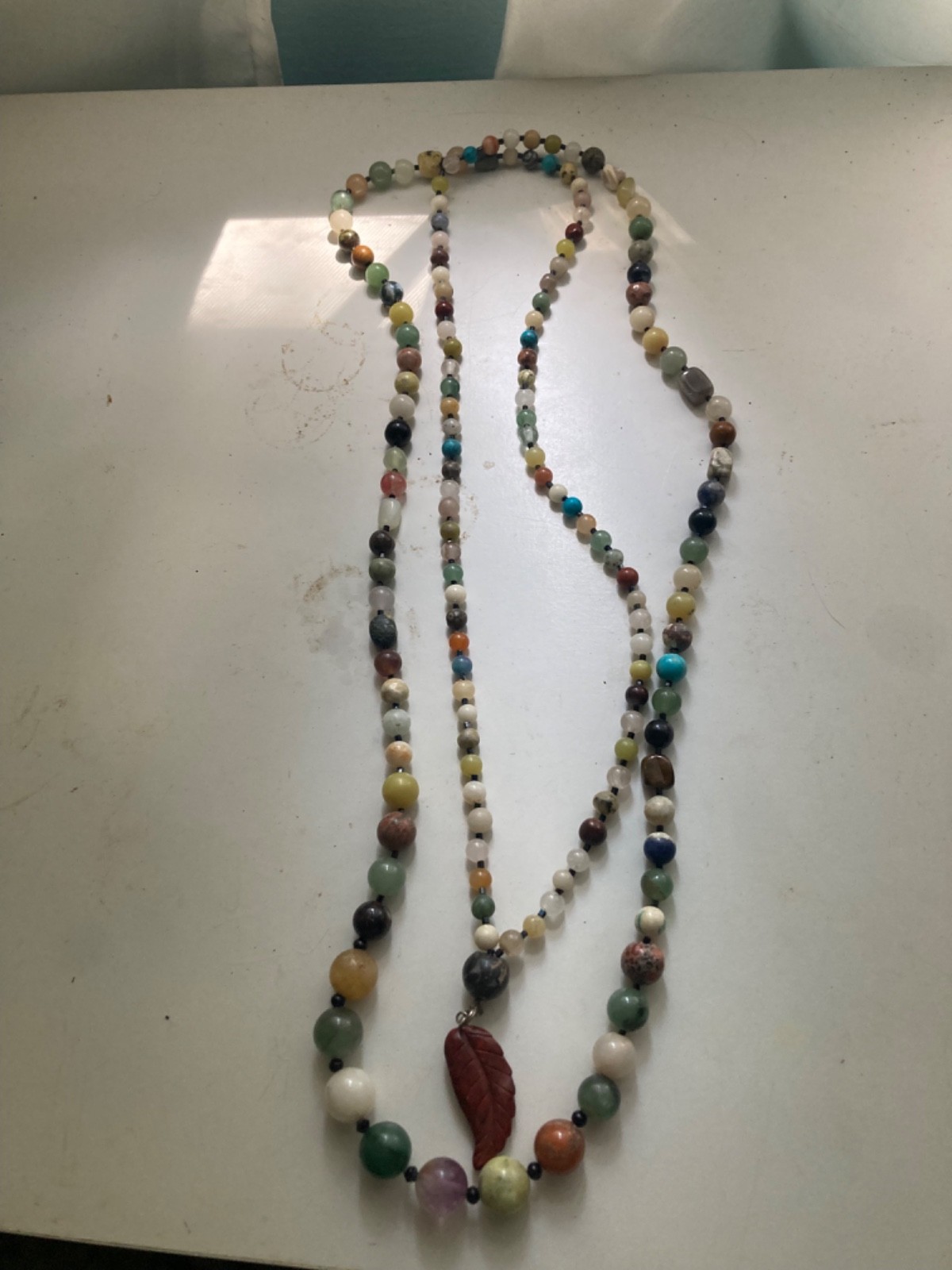 SEMI PRECIOUS GEMSTONE 2 STRAND NECKLACE VINTAGE