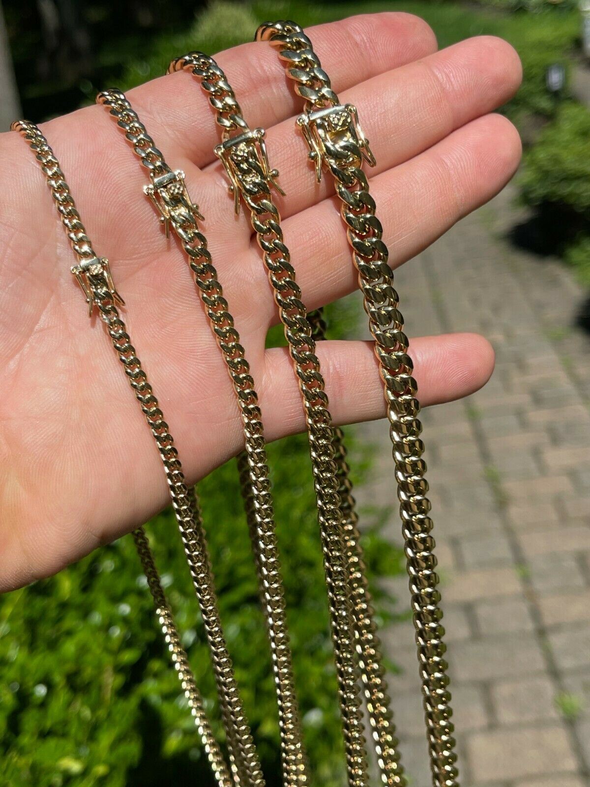Real Miami Cuban Link Chain Necklace / Bracelet 14k Gold Plated Stainless Steel