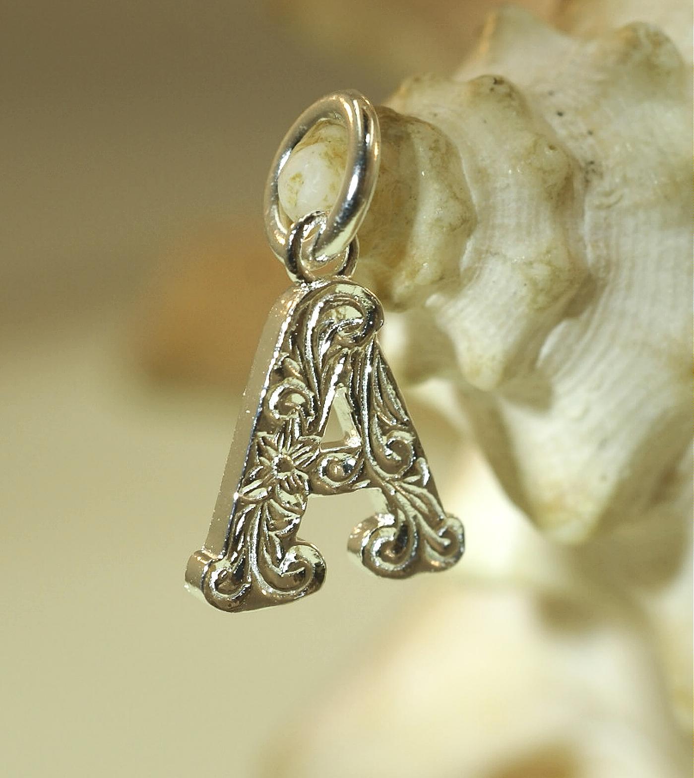 VARIETY SOLID 925 STERLING SILVER HAWAIIAN HO’OHEHEO SCROLLS A-Y INITIAL PENDANT
