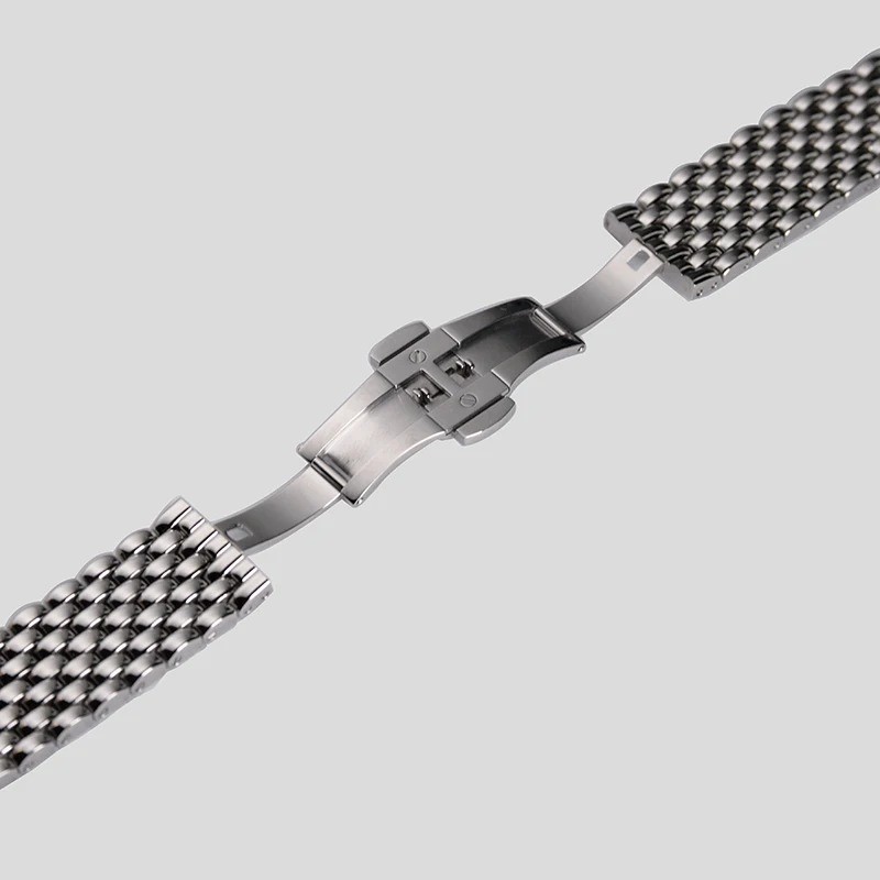 316L Stainless Steel Watch Band Beads of Rice Bracelet 18mm 19mm 20mm Silver