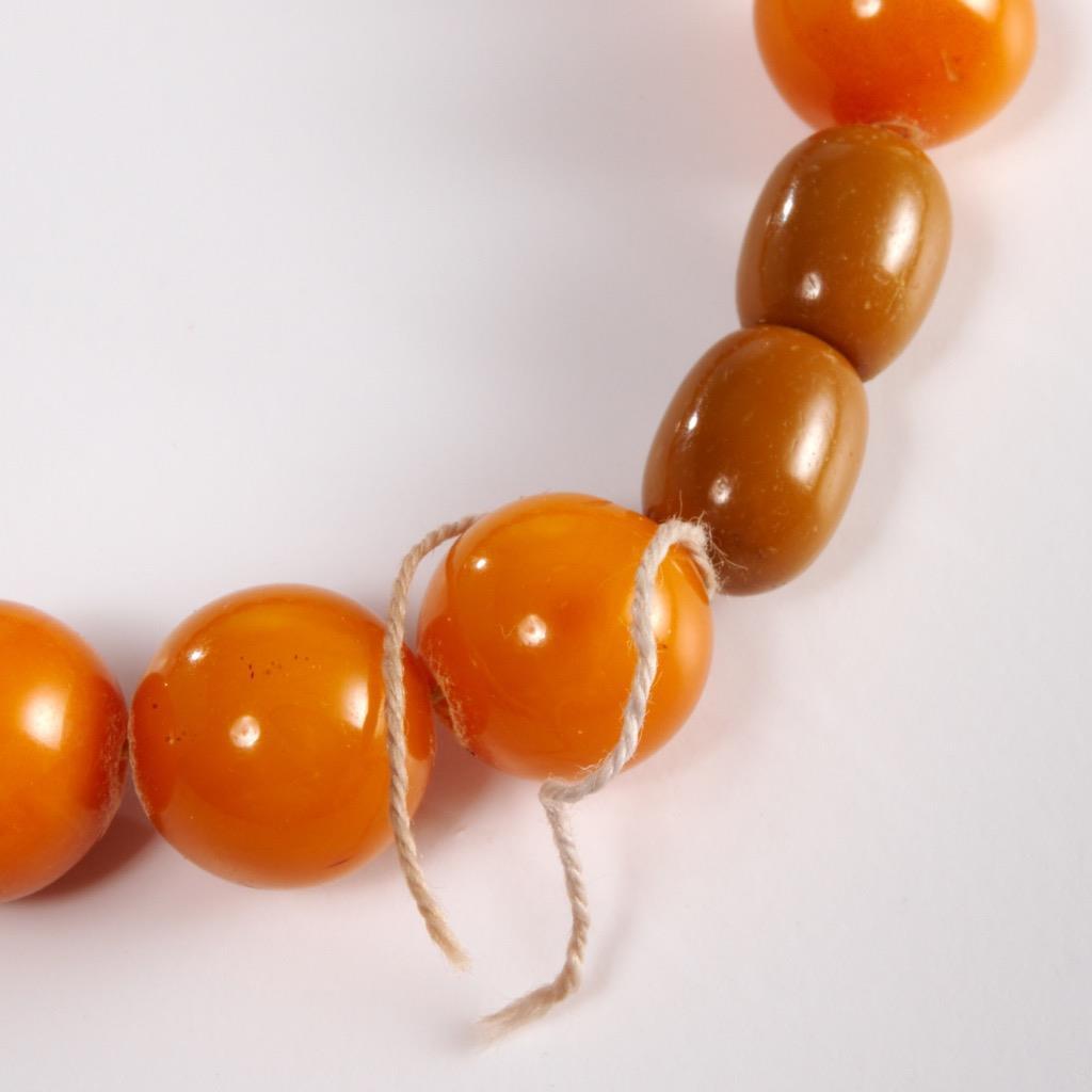Orange Butterscotch Amber Beaded Necklace 36g Antique Guaranteed Authentic