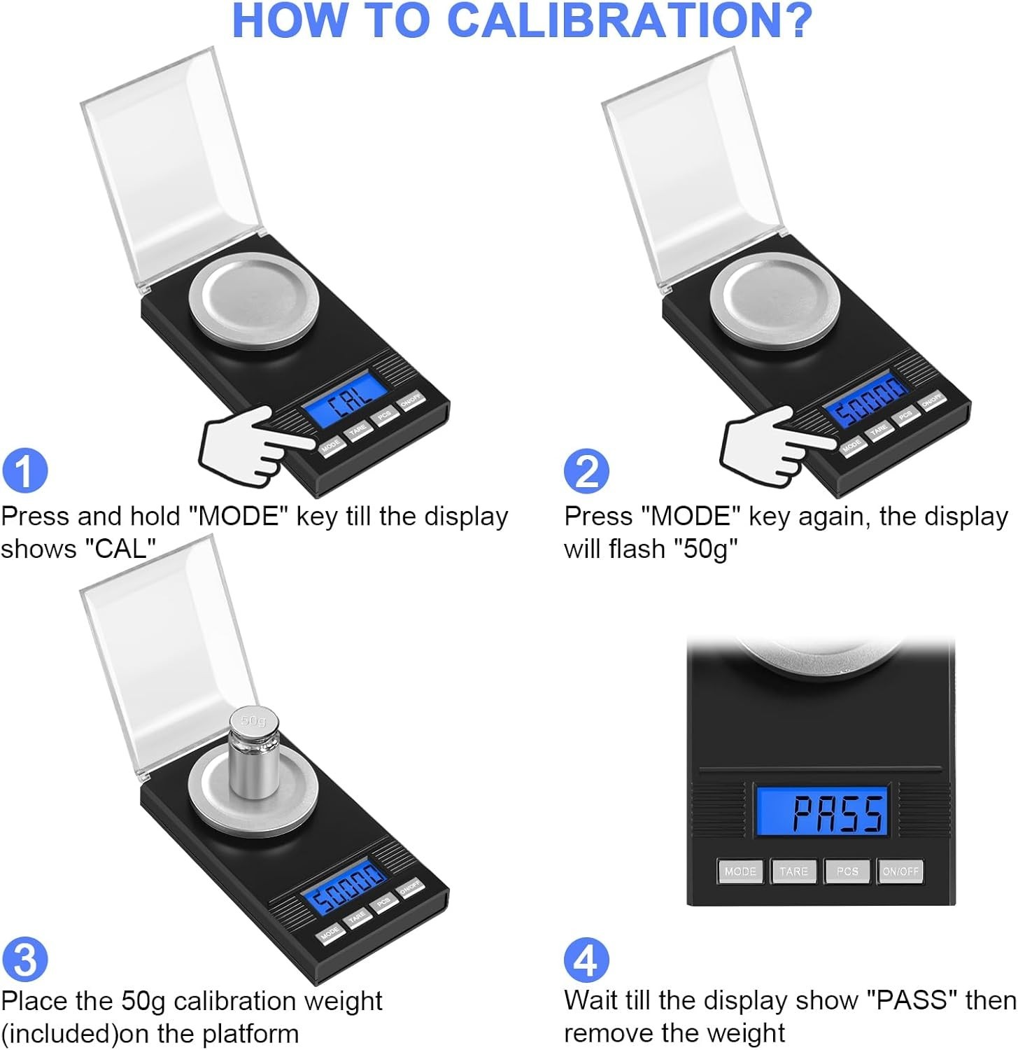 Mini 50g Milligram Scale with Tare Function & Portable Case for Jewelry and More