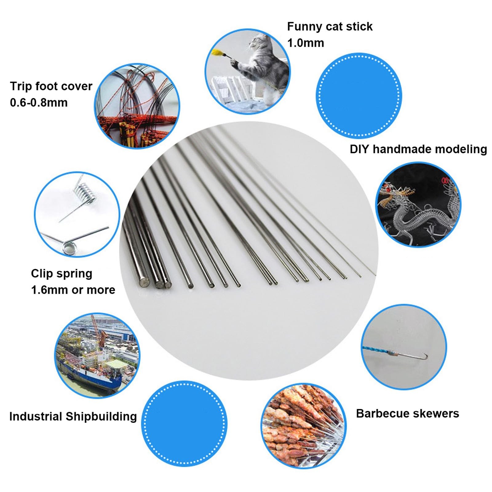 COYOUCO 50CM Stainless Steel Spring Hard Wire Straight Wire Assortment Kit (0…