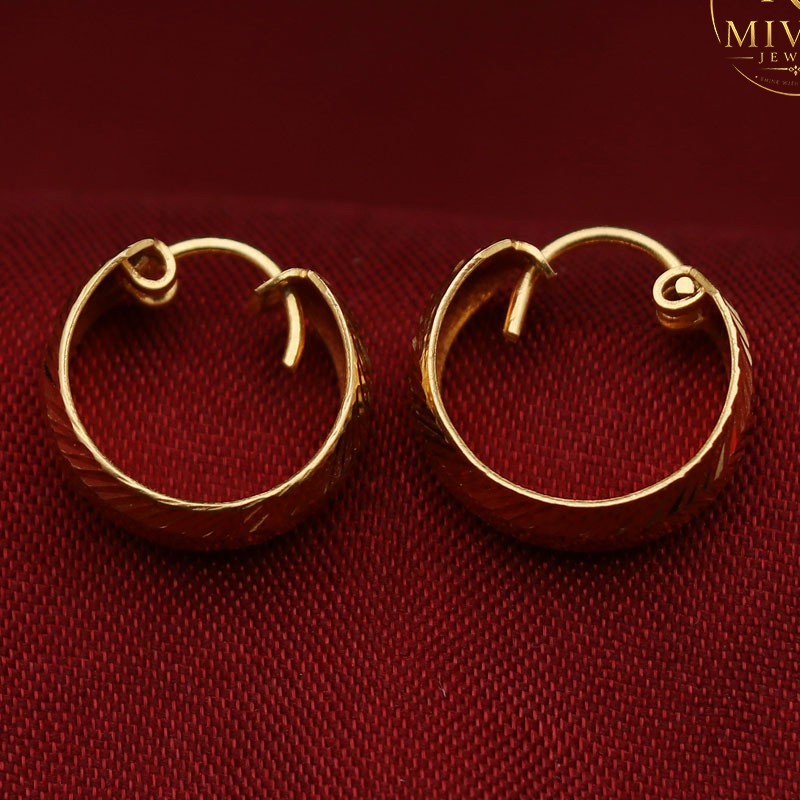22K Yellow Gold Wire Hook Earrings 2.93g 1.5cm Elegant Mini Fine Jewelry