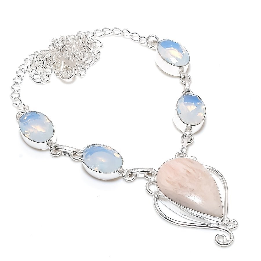 Natural Scolecite Gemstone Handmade 925 Sterling Silver Jewelry Necklace Sz-18″