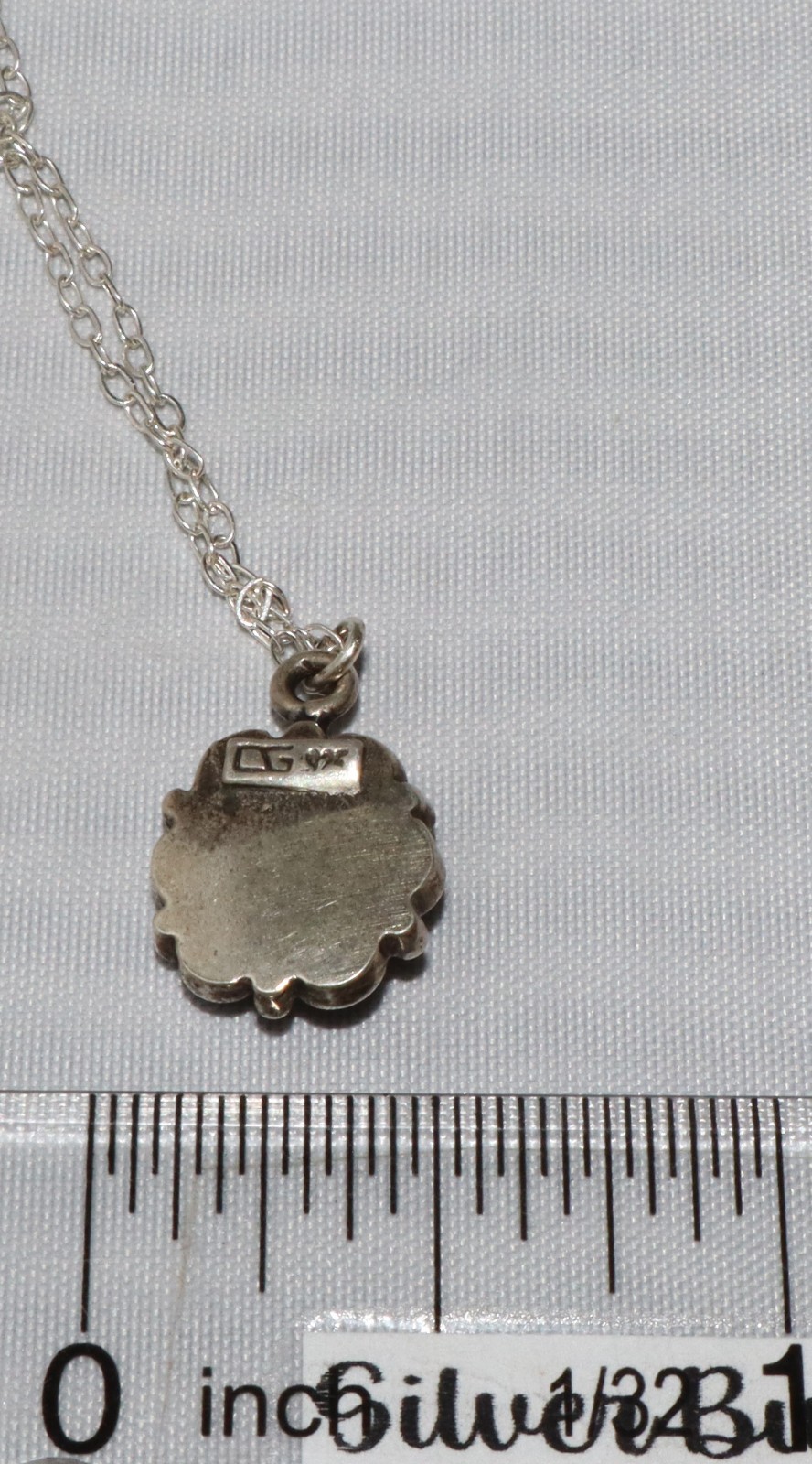 Vintage Sterling Silver OC Petite Turquoise Pendant Necklace 17 inches