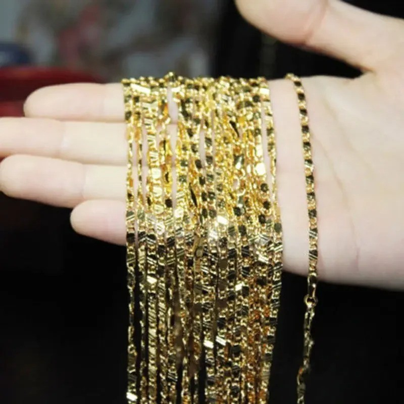 Exquisite 925 Silver 18K Gold Filled Necklace Chain 16-30 Inch Unisex Jewelry
