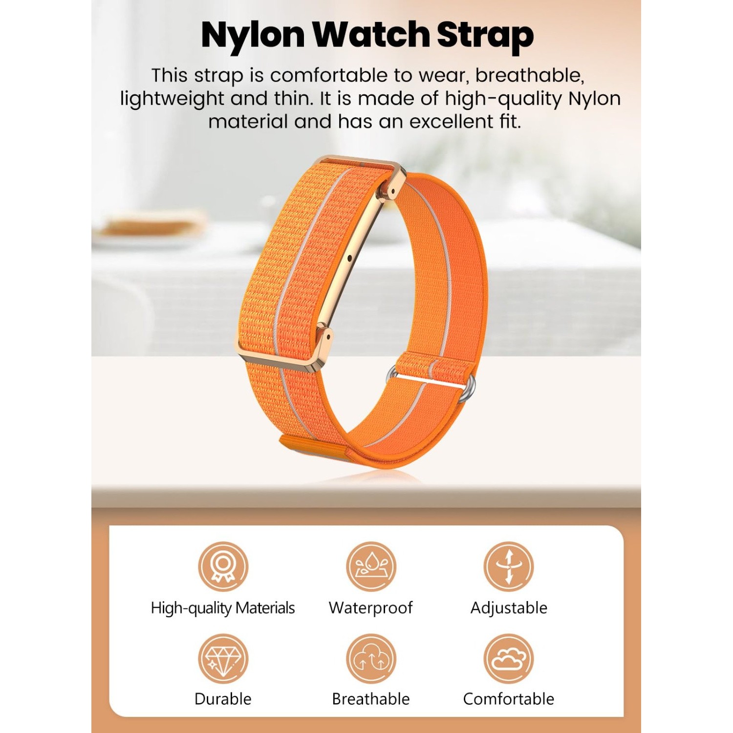 For Google Fitbit Air (2026) Nylon Sports Adjustable Loop Strap Band+Meta Case