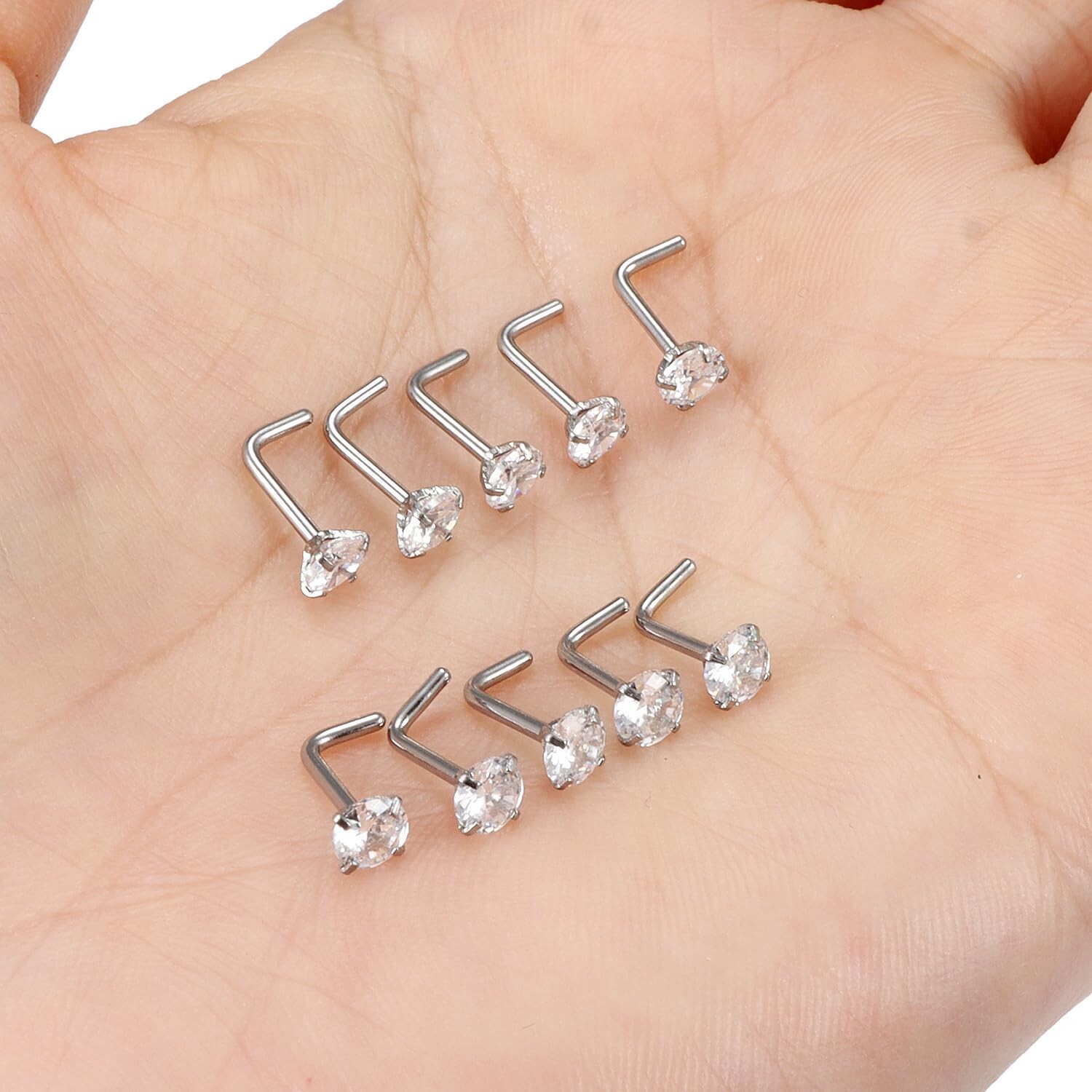 Cisyozi 18G Nose Rings Studs Hypoallergenic Nose Piercings 316L Surgical Stee…