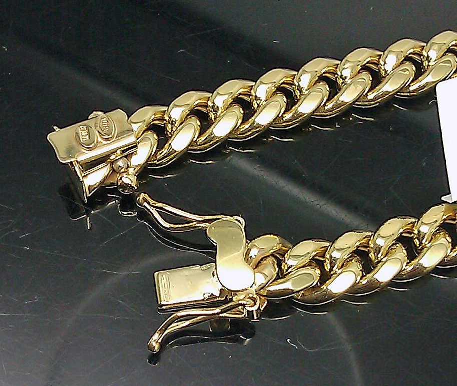 REAL 10k Yellow Gold Miami Cuban Chain Bracelet 7.5 Inch Men Women Gift Genuine