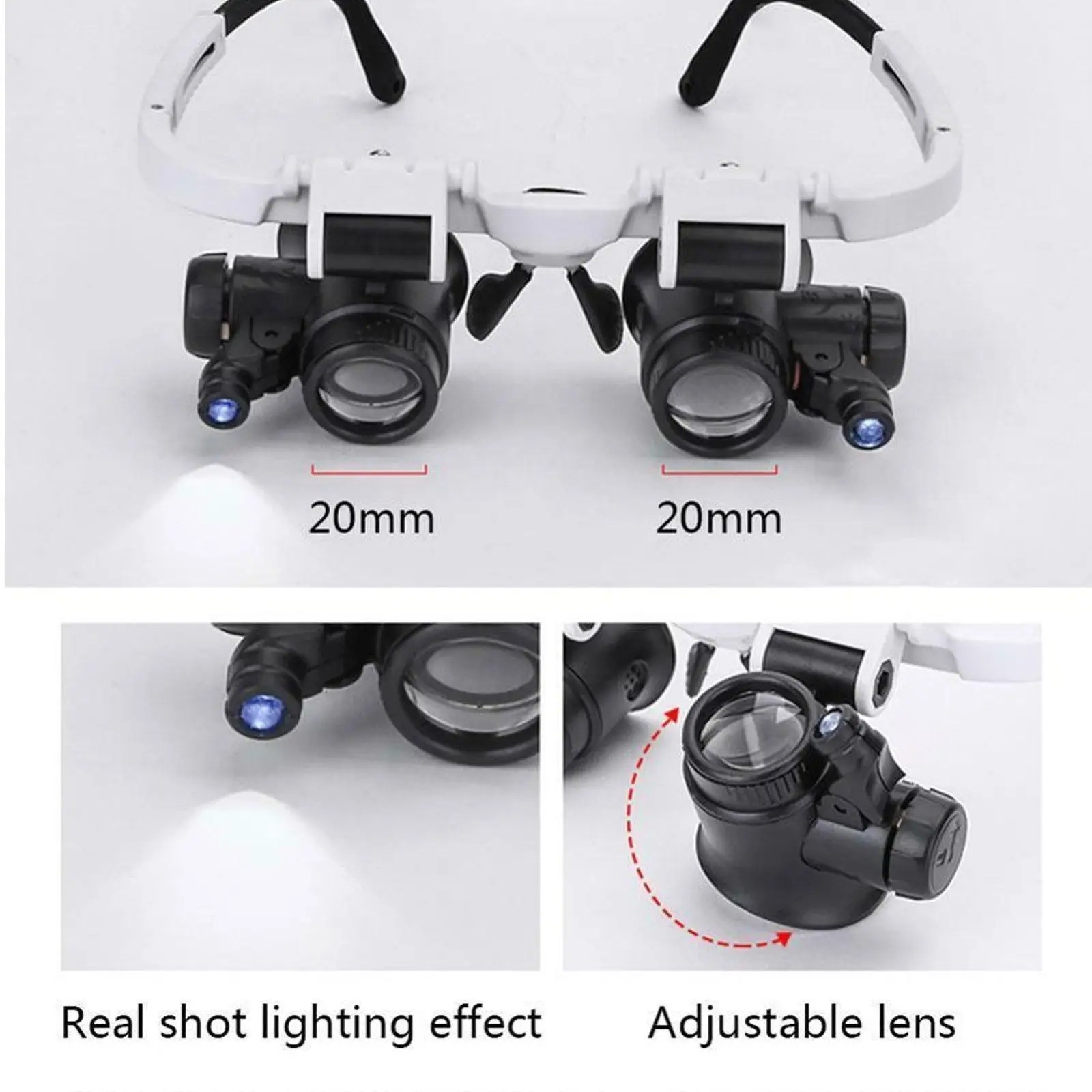 Headband Magnifier 8X 15X 23X Magnifying Glass 2LED Loupe Jeweler Watch Repair ✅