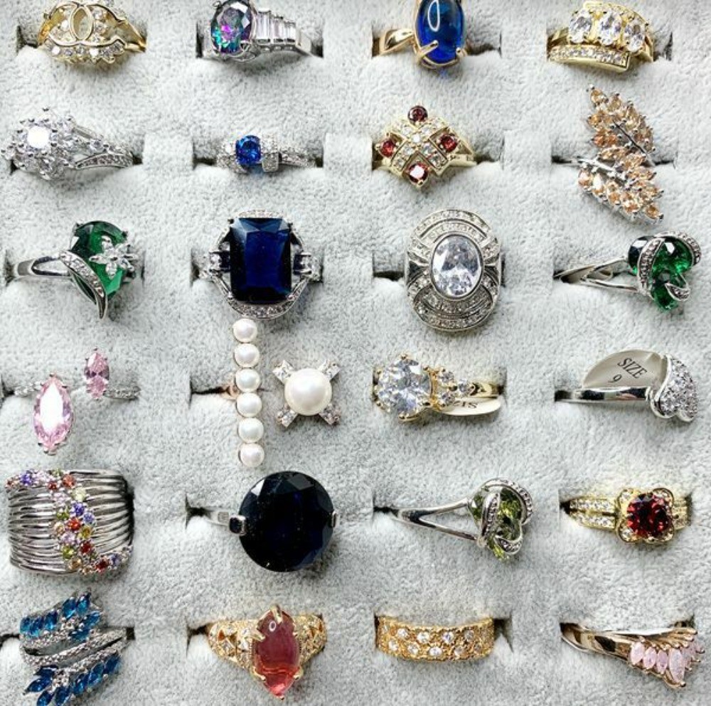 25/50/100/200Pcs Wholesale Mixed Rings Bulk Finger Gemstones Crystal Jewelry Lot