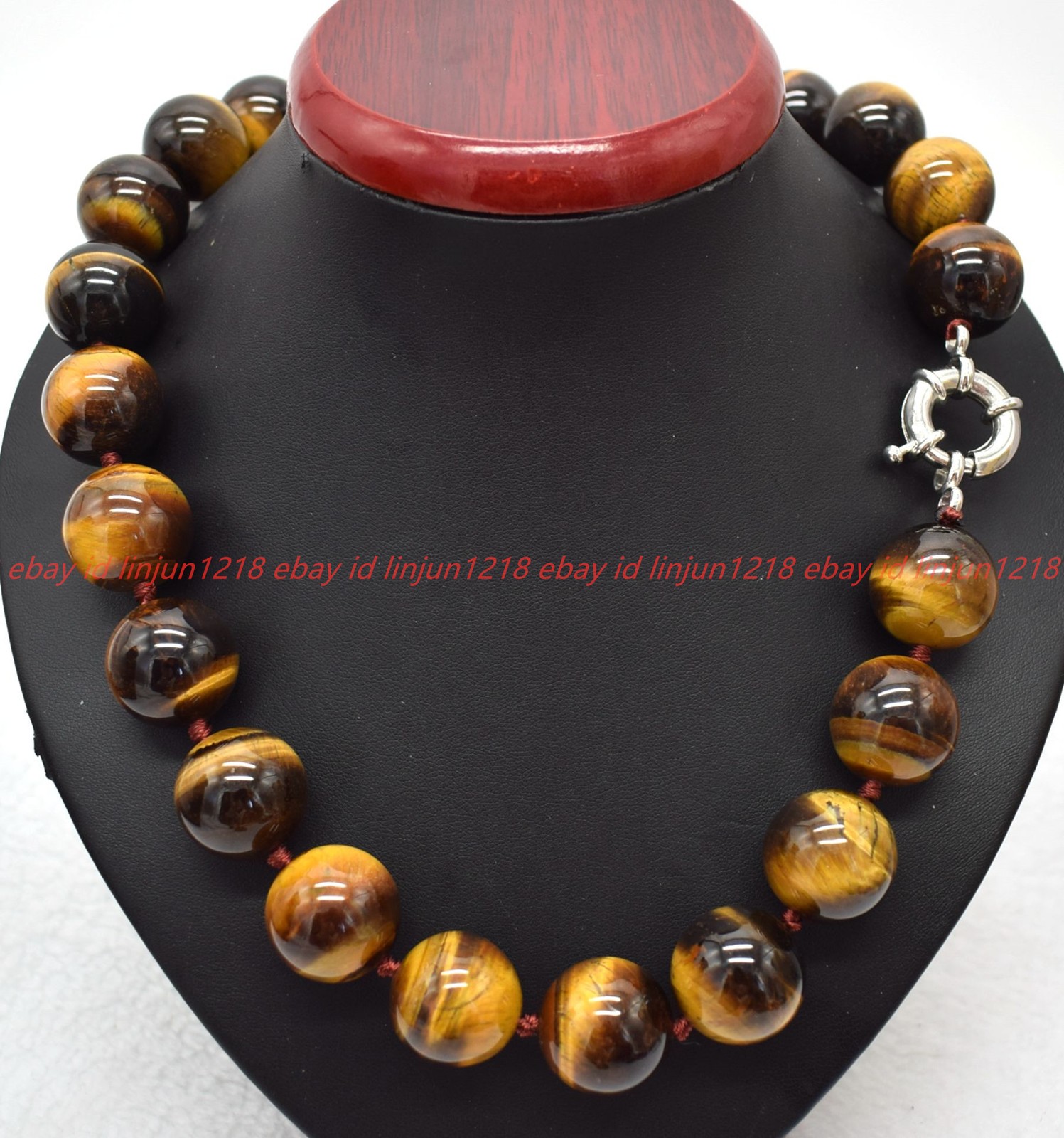 Natural 16/18/20mm Huge Yellow Tiger’s Eye Gemstone Round Beads Necklace 16-36in