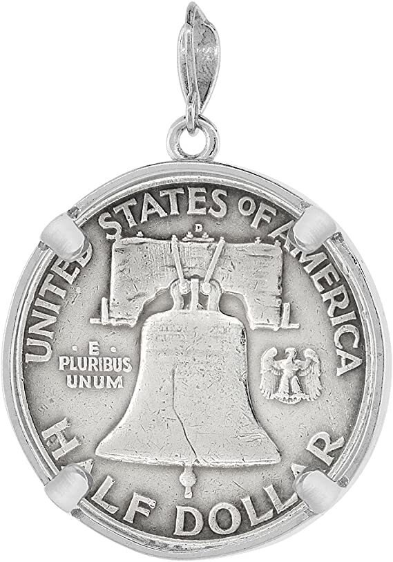 925 Sterling Silver Half Dollar Bezel 30 mm Coins Prong Back Round Edge 50 Cent