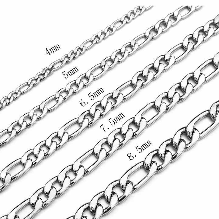 Stainless Steel Figaro Chain Lobster Bracelet 7″-10″ Men Women 3-12mm N70
