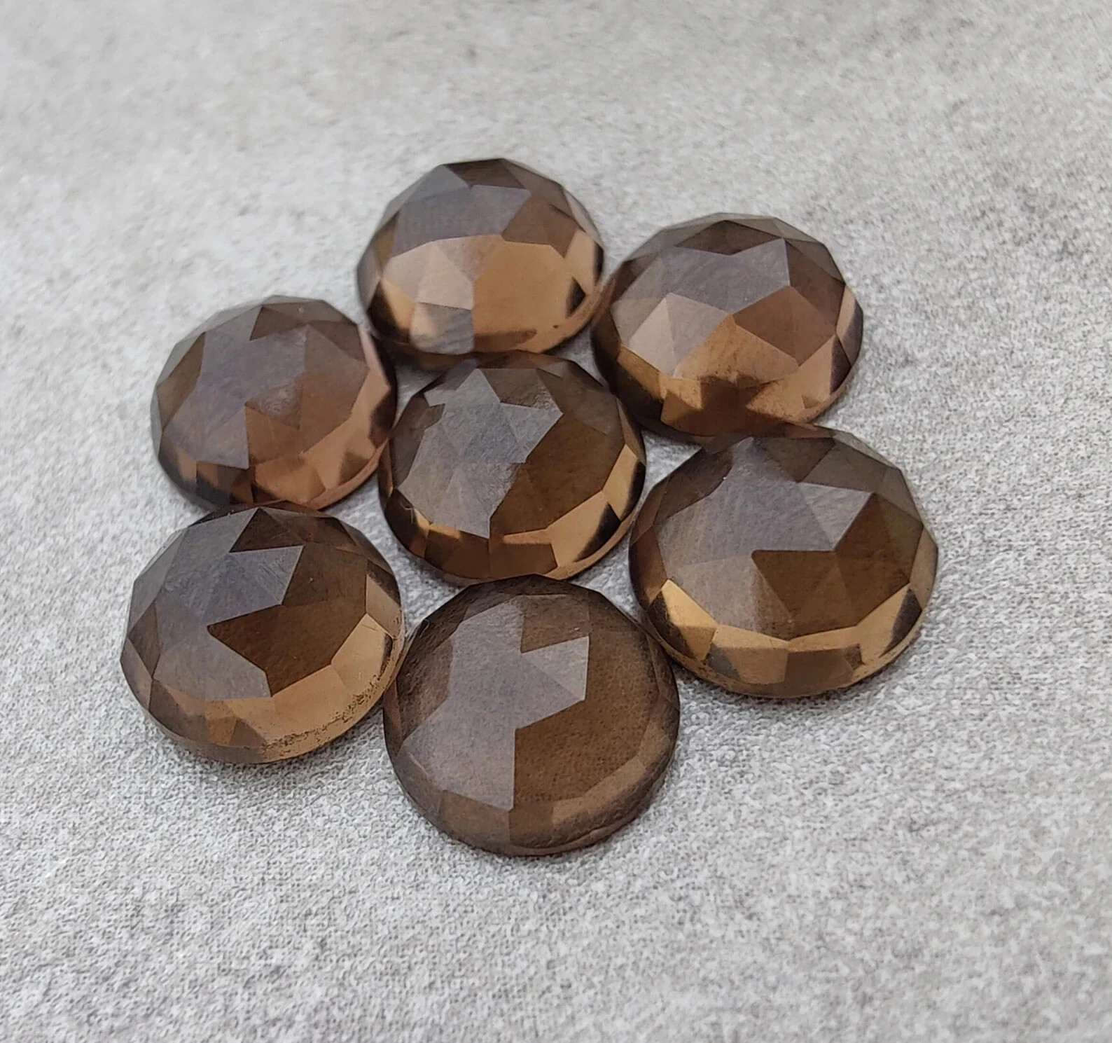 5-8 mm Natural Smoky Quartz Rose Cut Round Loose Gemstone For Jewelry Making