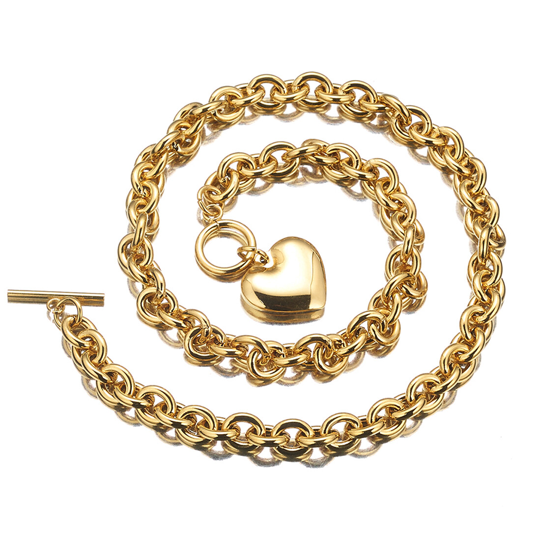 7″-40″ Silver/Gold Women Heart Choker Necklace 316L stainless steel Rolo Chain