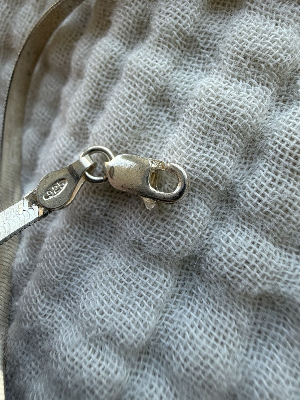 IBB Italy 925 Sterling Silver Greek Key 20” Herringbone Necklace , Silver Clasp