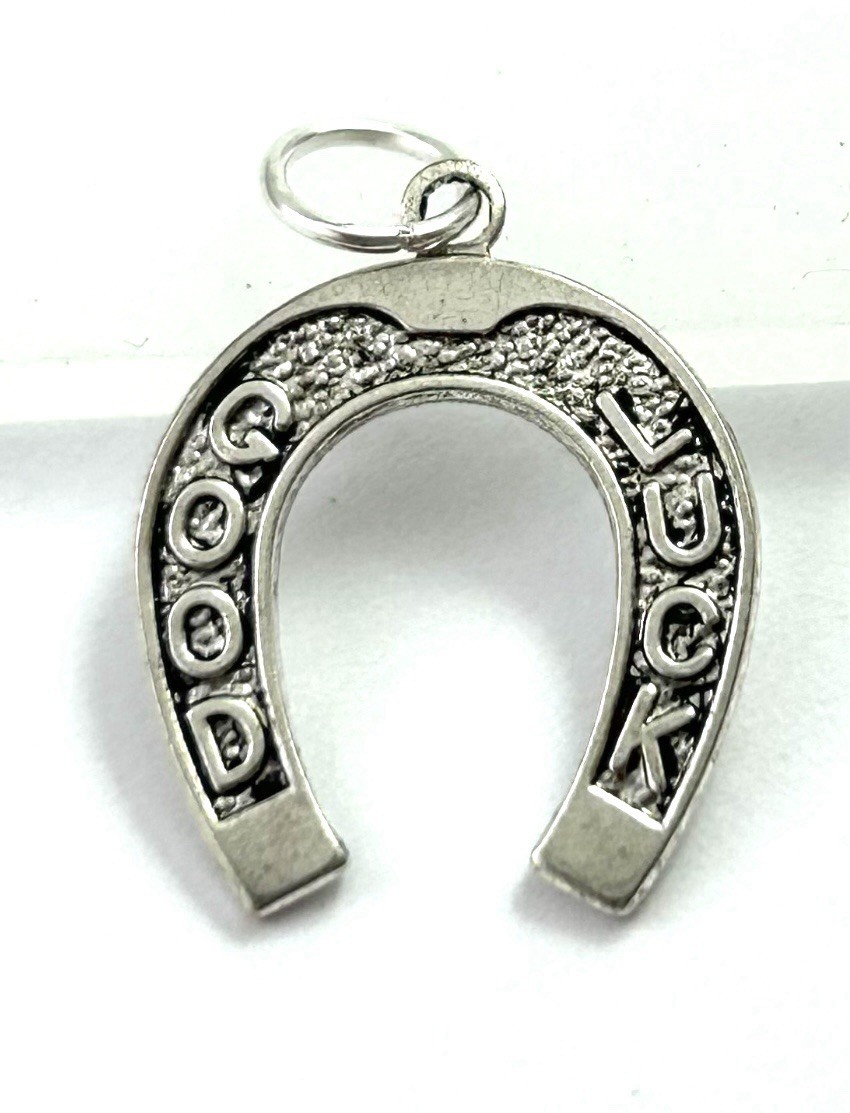 Horseshoe Lucky Charm Good Luck Charm Pendant Antiqued Silver Plated Jewelry
