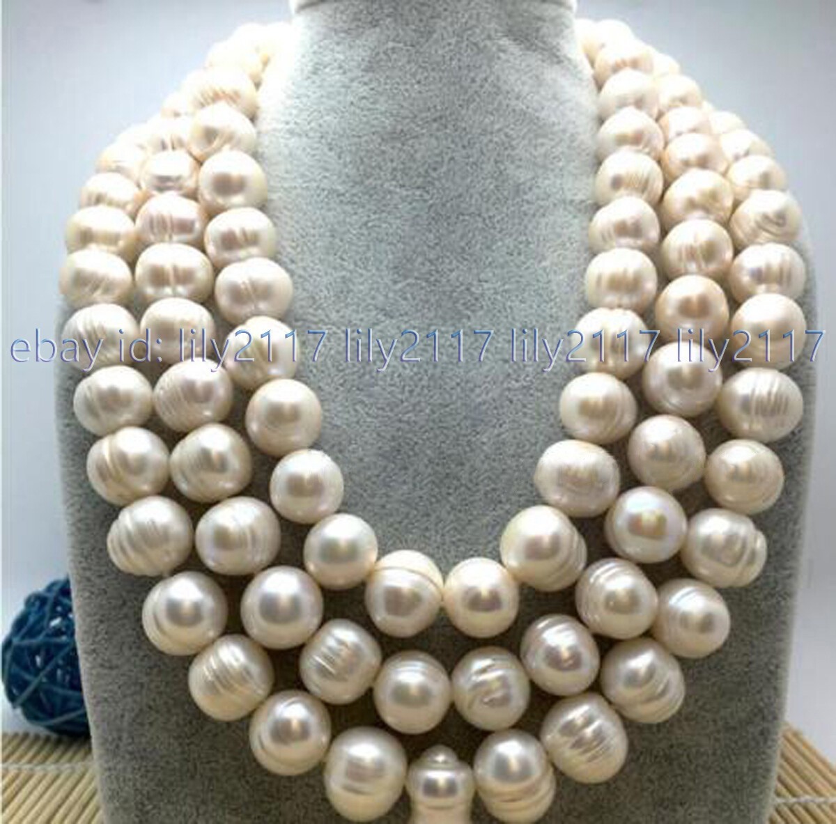 Huge 12-13mm Natural South Sea Genuine White Pearl Necklace 50″ 14k Gold Clasp